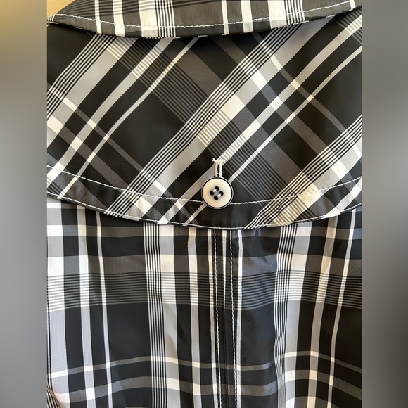 Espirit Black/White Plaid Trench Over Coat Womens Layering Classic Size XS - Picture 16 of 16